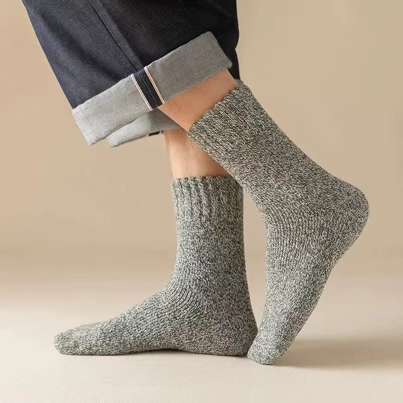 3 Pairs Winter Men'S Wool Socks Super Thick Warm High Quality Harajuku Retro Snow Casual Antifreeze Cashmere Socks Men