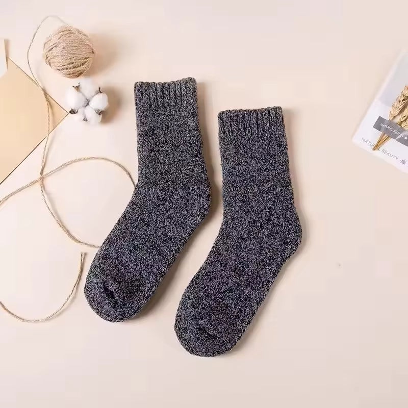 3 Pairs Winter Men'S Wool Socks Super Thick Warm High Quality Harajuku Retro Snow Casual Antifreeze Cashmere Socks Men