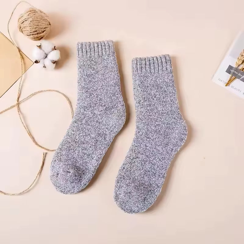3 Pairs Winter Men'S Wool Socks Super Thick Warm High Quality Harajuku Retro Snow Casual Antifreeze Cashmere Socks Men